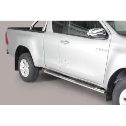 Estribos Laterales Ovalados Inox 76 mm Con Pisantes - Toyota Hilux Revo Extra Cabina 2016-